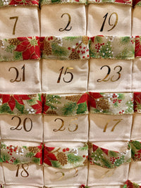 Traditional Christmas Advent Calendar with Poinsettia Ribbon