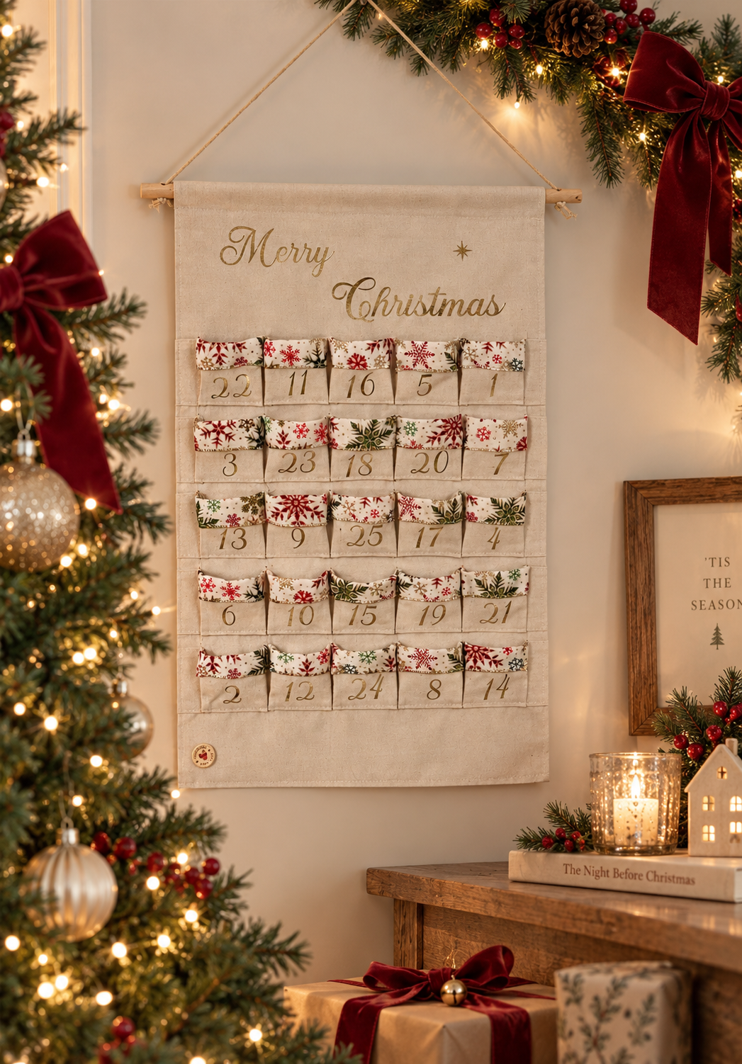 Handmade Personalised Christmas Advent Calendar - White Christmas