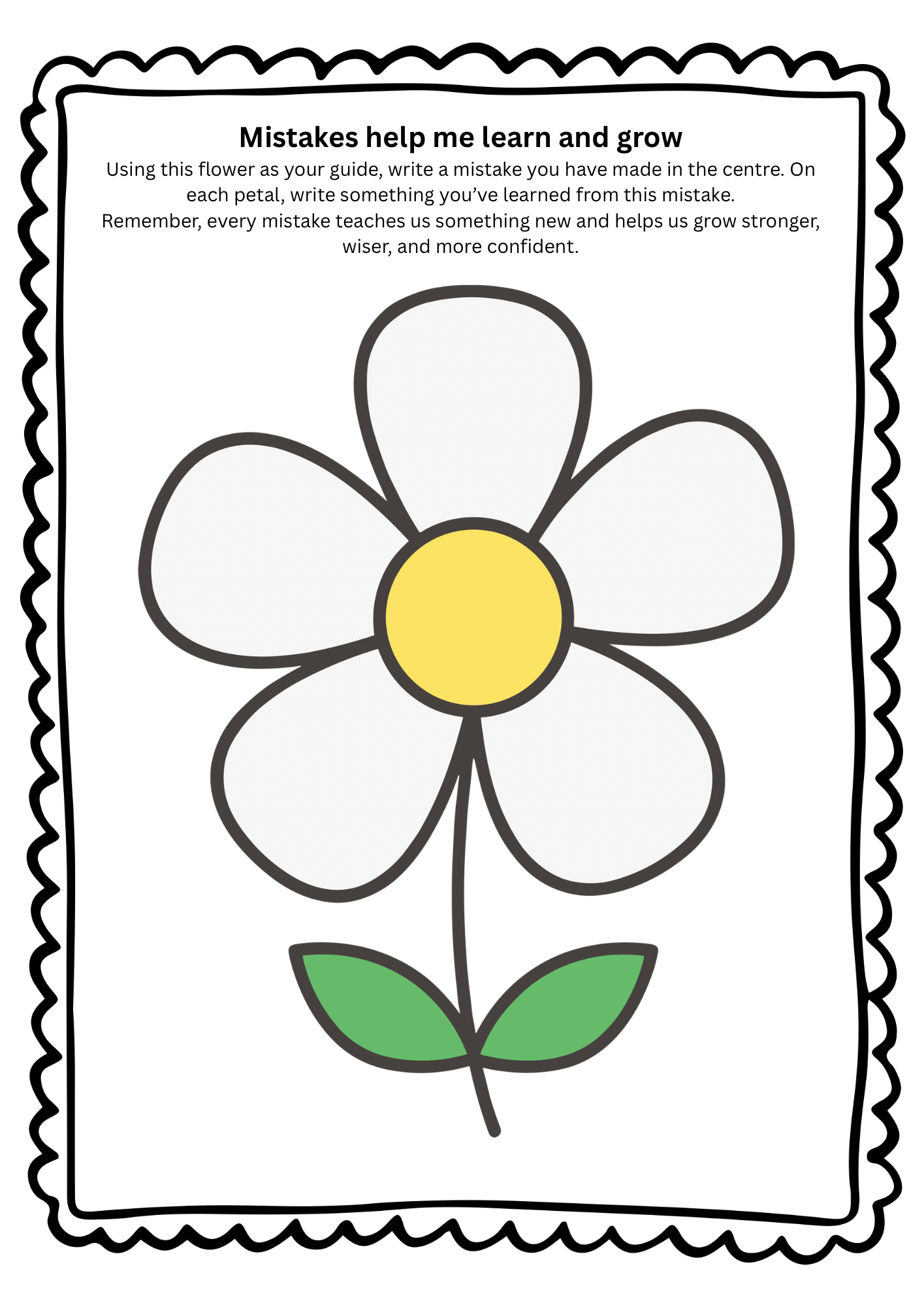 Mistakes help me learn - flower activity