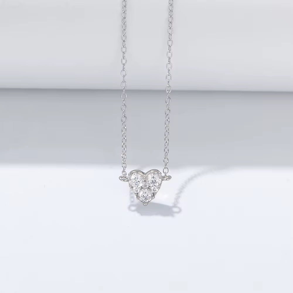 Sterling Silver Cubic Zirconia Heart Necklace