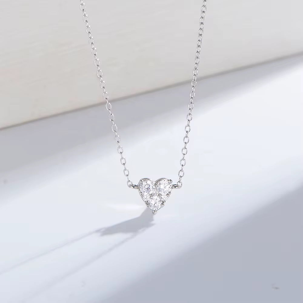 Sterling Silver Cubic Zirconia Heart Necklace